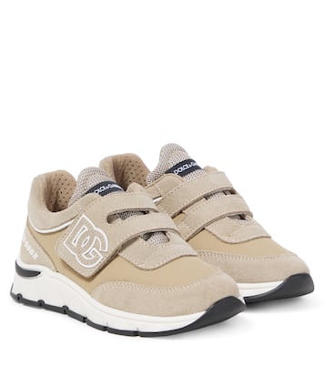 DG suede-trimmed mesh sneakers | Dolce&Gabbana Kids