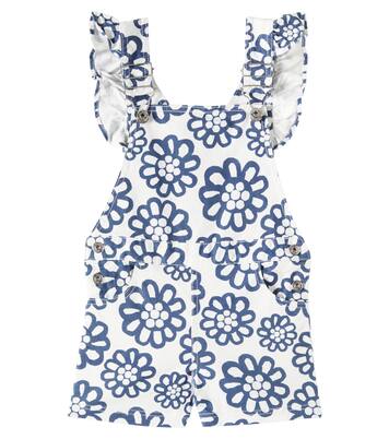 Ruffled floral denim overalls  | Fábula