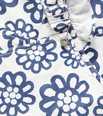 Ruffled floral denim overalls  | Fábula