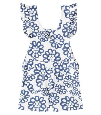 Ruffled floral denim overalls  | Fábula