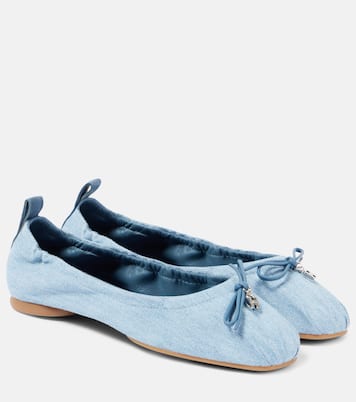 H684 bow-detail denim ballet flats | Hogan