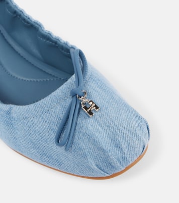 H684 bow-detail denim ballet flats | Hogan