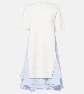 Striped cotton-blend poplin midi dress | Sacai