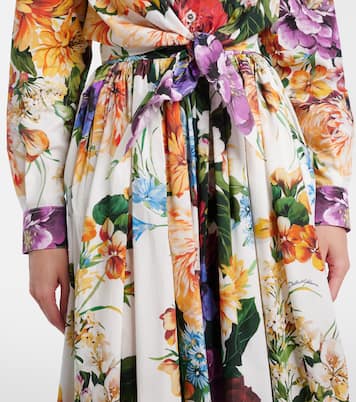 Camicia cropped in cotone con stampa floreale | Dolce&Gabbana