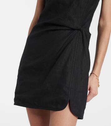 Affogato不对称亚麻迷你连衣裙 | SIR