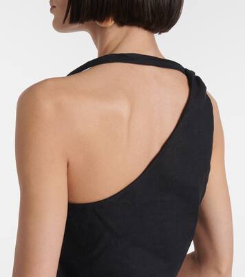 Affogato不对称亚麻迷你连衣裙 | SIR