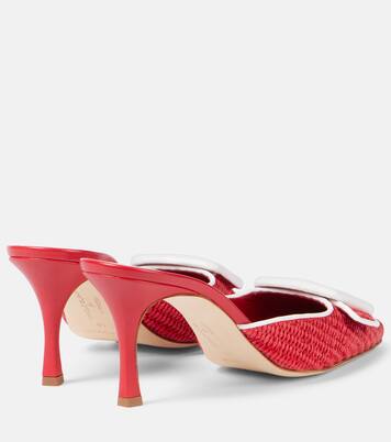 Mules Maysale 70 aus Raffiabast mit Leder | Manolo Blahnik