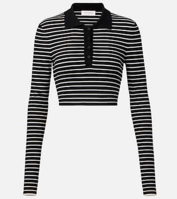 Giselle striped cropped polo shirt | The Frankie Shop