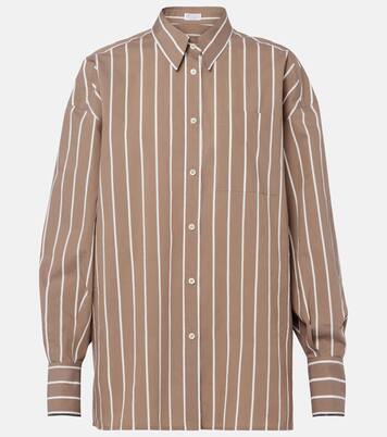 Monili striped cotton-blend poplin shirt | Brunello Cucinelli