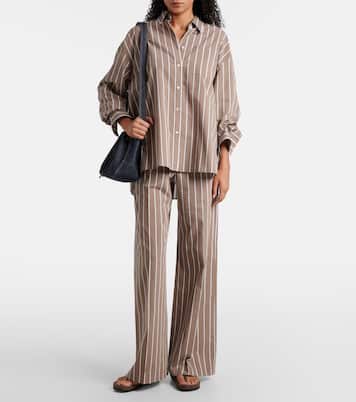 Monili striped cotton-blend poplin shirt | Brunello Cucinelli