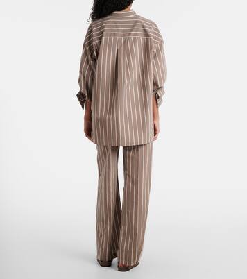 Monili striped cotton-blend poplin shirt | Brunello Cucinelli