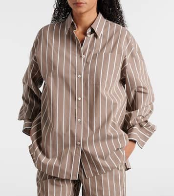 Monili striped cotton-blend poplin shirt | Brunello Cucinelli