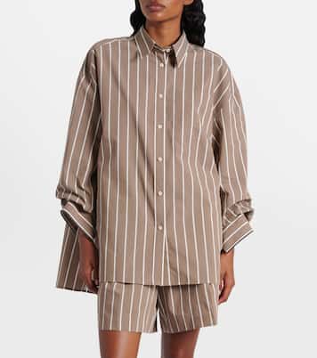 Monili striped cotton-blend poplin shirt | Brunello Cucinelli