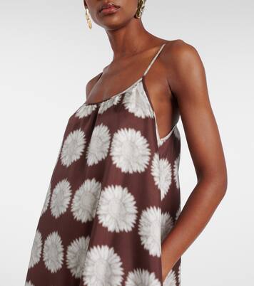 Robe longue Napoli en soie à fleurs | Asceno