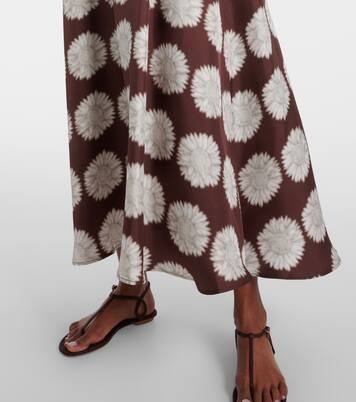 Robe longue Napoli en soie à fleurs | Asceno