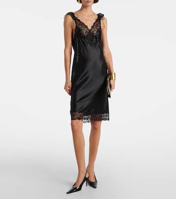 Slipdress aus Seidensatin mit Spitze | Saint Laurent