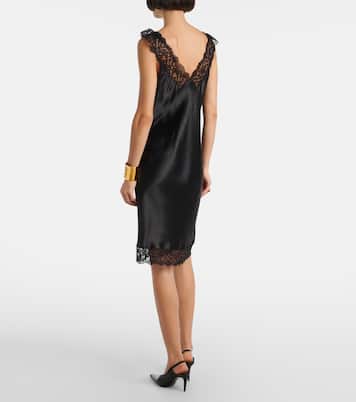 Slipdress aus Seidensatin mit Spitze | Saint Laurent