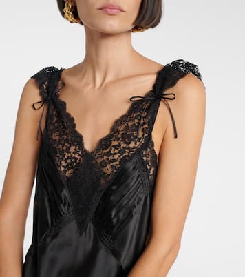 Slipdress aus Seidensatin mit Spitze | Saint Laurent