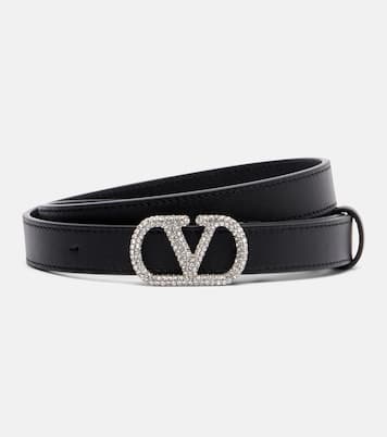 VLogo crystal-embellished leather belt | Valentino Garavani