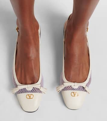 Ballerine slingback VLogo in pelle e mesh | Valentino Garavani