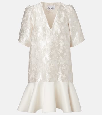 Floral satin cloqué minidress | Ganni