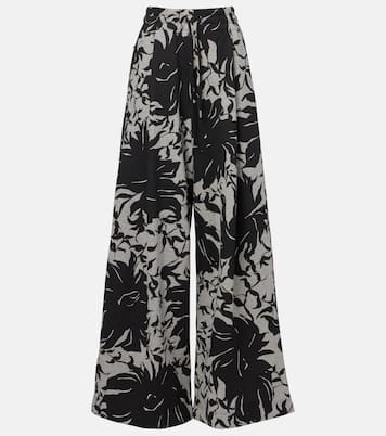 Floral pleated cotton jersey sweatpants | Dries Van Noten