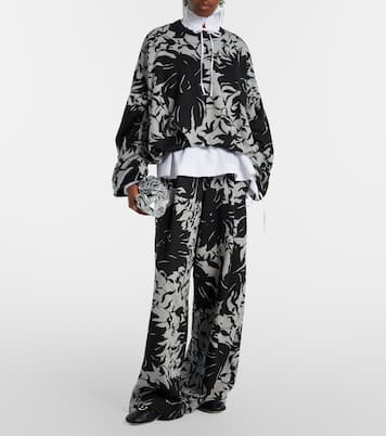 Floral pleated cotton jersey sweatpants | Dries Van Noten