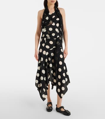 Lace-trimmed polka-dot midi dress | Junya Watanabe