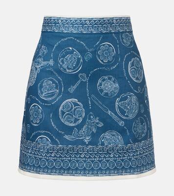 Lucky printed linen miniskirt | Alémais