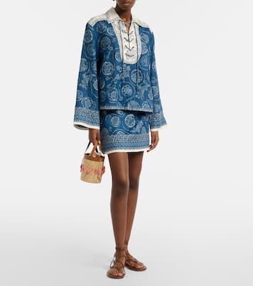 Lucky printed linen miniskirt | Alémais