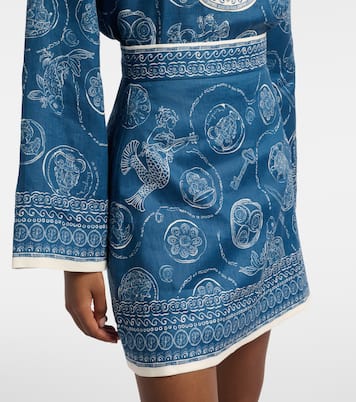 Lucky printed linen miniskirt | Alémais