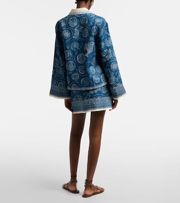 Lucky printed linen miniskirt | Alémais