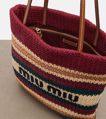 Woven raffia-effect tote bag | Miu Miu