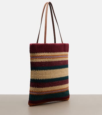 Woven raffia-effect tote bag | Miu Miu