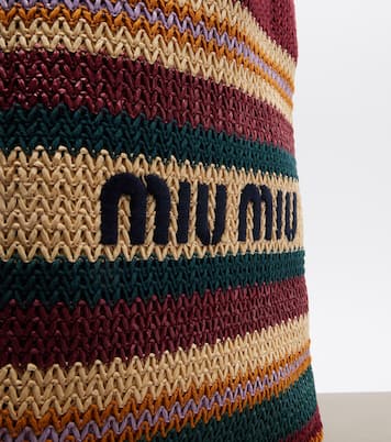 Woven raffia-effect tote bag | Miu Miu