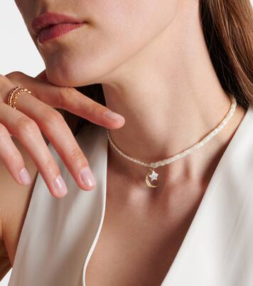 Half Moon 14kt gold choker with diamonds | Sydney Evan