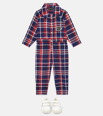 Checked cotton flannel jumpsuit | Mini Rodini