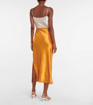 High-Rise-Slipskirt aus Satin | Vince