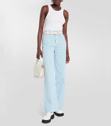 Magny striped high-rise straight jeans | Ganni