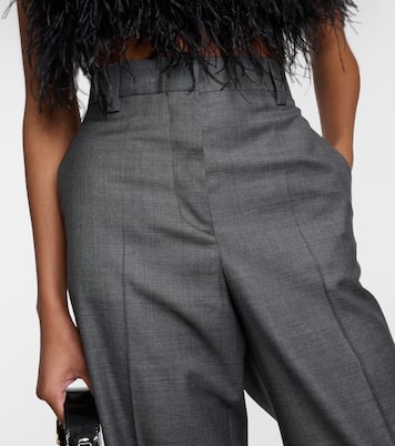 Pantaloni regular in lana a vita bassa | Miu Miu