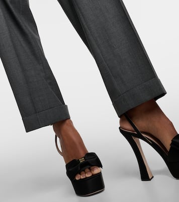 Pantaloni regular in lana a vita bassa | Miu Miu