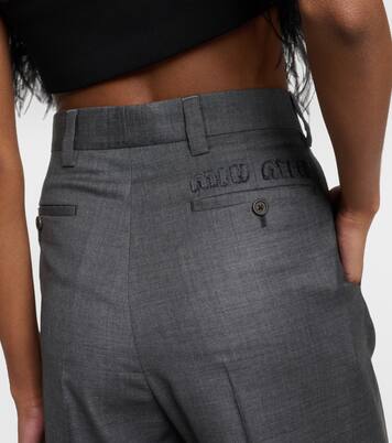 Pantaloni regular in lana a vita bassa | Miu Miu