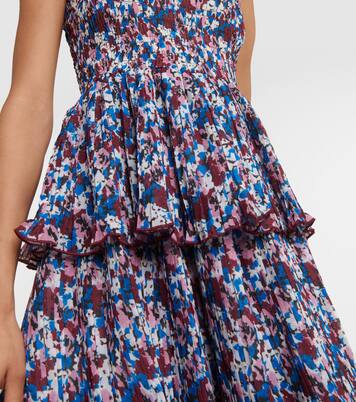 Floral pleated georgette midi dress | Ganni