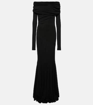 Bound off-shoulder draped gown | Entire Studios