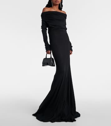Bound off-shoulder draped gown | Entire Studios