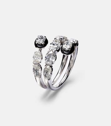 Ring aus 18kt Weißgold mit Emaille und Diamanten | Kamyen