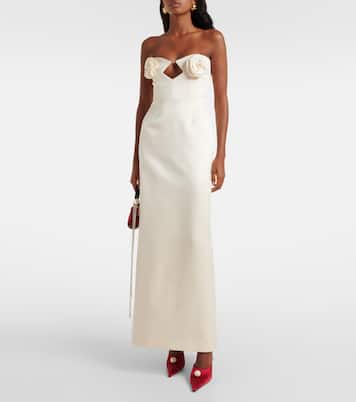 Floral-appliqué satin corset gown | Magda Butrym