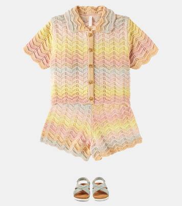 Tallow chevron cotton-blend shorts | Zimmermann Kids