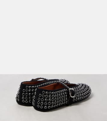 Ballerinas aus Veloursleder mit Kristallen | Alaïa