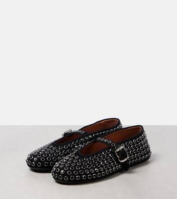 Ballerinas aus Veloursleder mit Kristallen | Alaïa